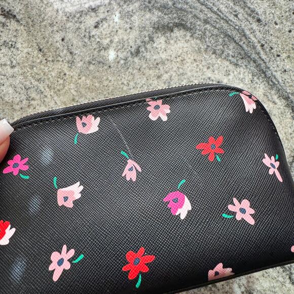 Women's Kate Spade Black and Pink Floral Pouch - Picture 5 of 7